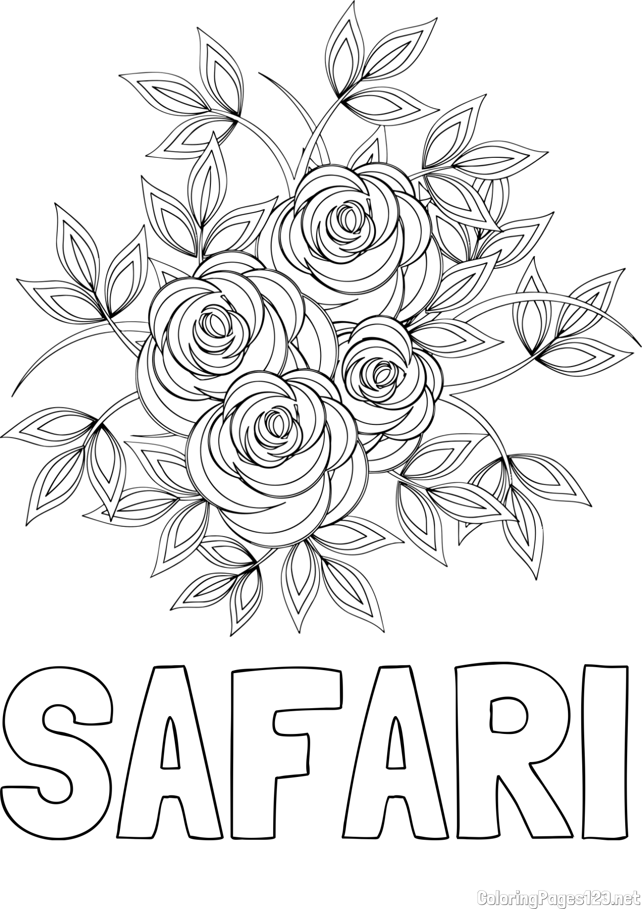 SAFARI Coloring Page and Rose Mandala Coloring Page