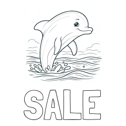 Online Created Coloring Page - SALE Coloring Page and Coloring Page of a Smiling Dolphin Jumping