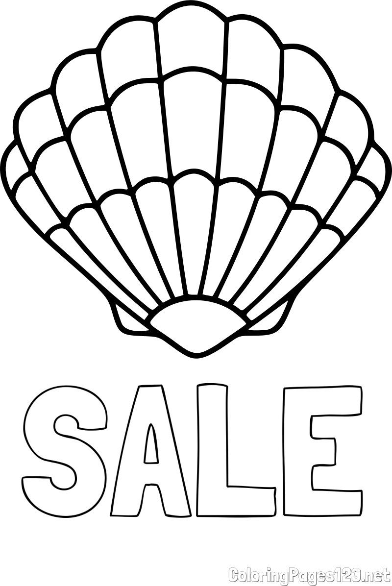 SALE Coloring Page and Easy Seashell Coloring Page