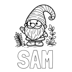 Online Created Coloring Page - SAM Coloring Page and Cute Gnome Coloring Page