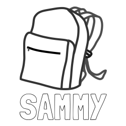 Online Created Coloring Page - SAMMY Coloring Page and School Backpack Coloring Page