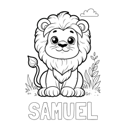 SAMUEL Coloring Page alongside Cute Baby Lion Coloring Page