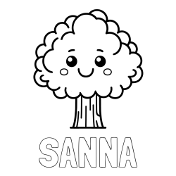 Online Created Coloring Page - SANNA Coloring Page and Cute Smiling Tree Coloring Page