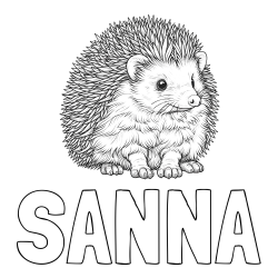 Online Created Coloring Page - SANNA Coloring Page and Realistic Friendly Hedgehog Coloring Page