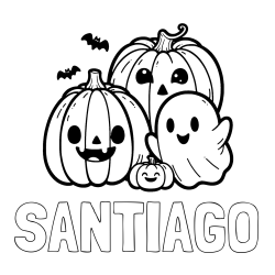 Online Created Coloring Page - SANTIAGO Coloring Page and Halloween Pumpkin and Ghost Coloring Page