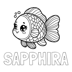 Online Created Coloring Page - SAPPHIRA Coloring Page and Coloring Page of a Cute Fish
