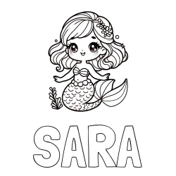 Online Created Coloring Page - SARA Coloring Page and Coloring Page of a Charming Mermaid