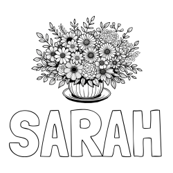 Online Created Coloring Page - SARAH Coloring Page and Beautiful Bouquet of Flowers Coloring Page