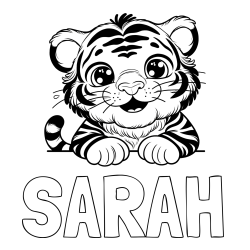 Online Created Coloring Page - SARAH Coloring Page and Tiger Cub Coloring Page