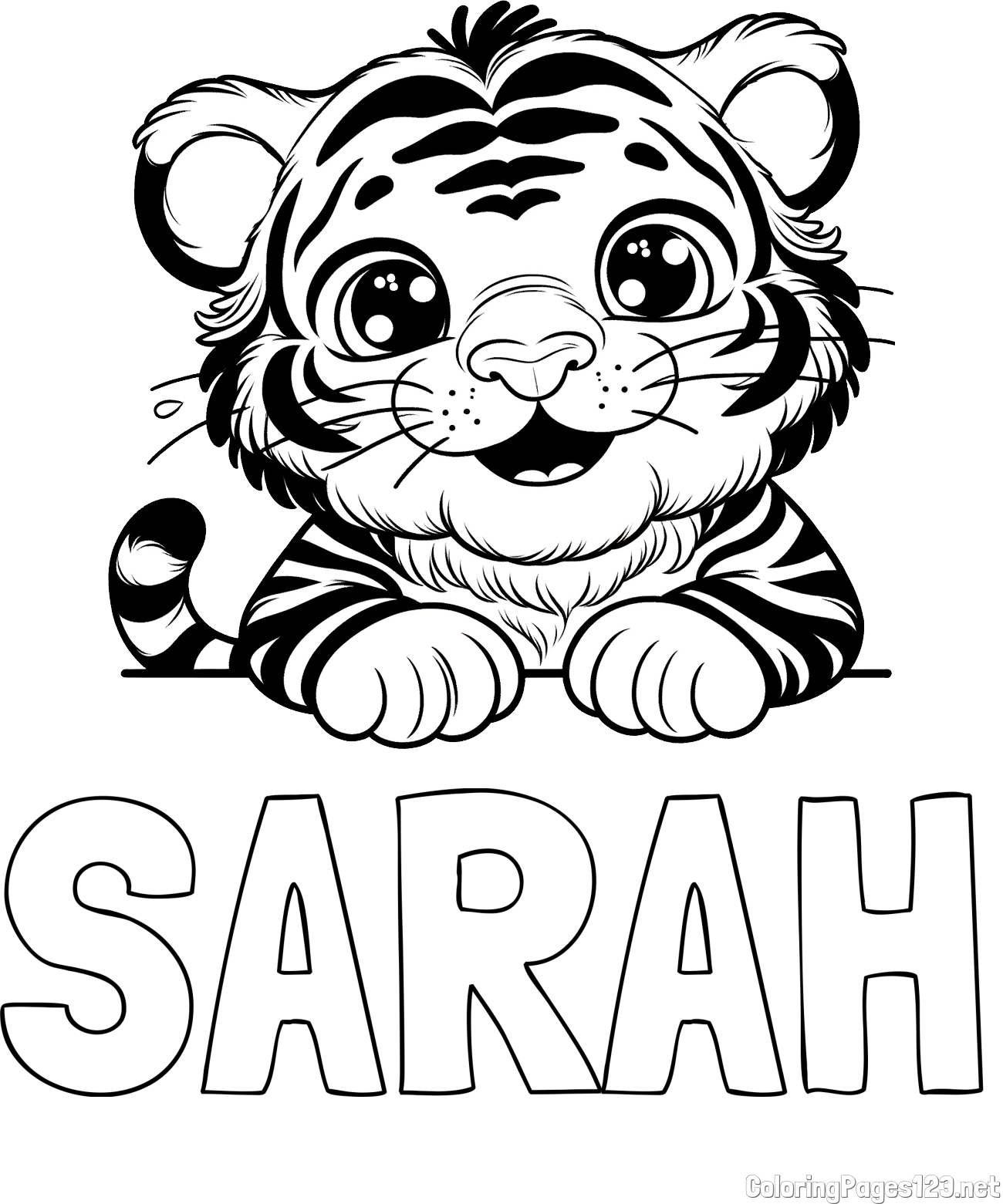 SARAH Coloring Page and Tiger Cub Coloring Page