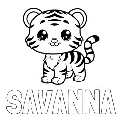 Online Created Coloring Page - SAVANNA Coloring Page and Cute Tiger Cub Coloring Page