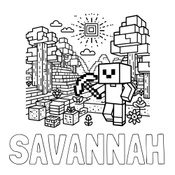 SAVANNAH Coloring Page alongside Minecraft World Coloring Page