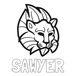 SAWYER Coloring Page and Abstract Lion Face Coloring Page