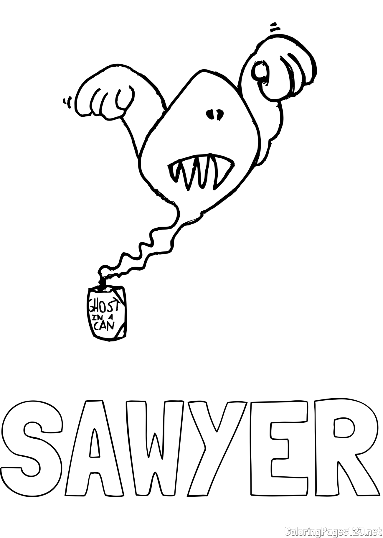 SAWYER Coloring Page and Ghost from a Can Coloring Page