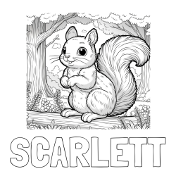 Online Created Coloring Page - SCARLETT Coloring Page and Coloring Page of a Squirrel in a Forest