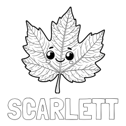 Online Created Coloring Page - SCARLETT Coloring Page and Smiling Leaf Coloring Page for Kids