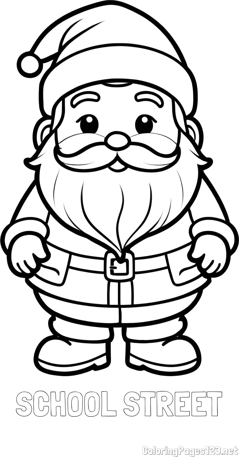 SCHOOL STREET Coloring Page and Adorable Santa Claus Coloring Page