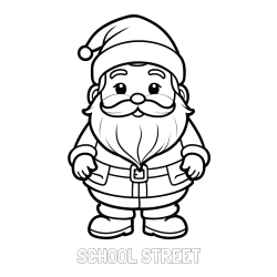 SCHOOL STREET Coloring Page and Adorable Santa Claus Coloring Page