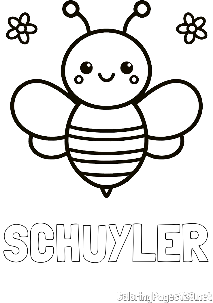 SCHUYLER Coloring Page and Children's Bee Coloring Book