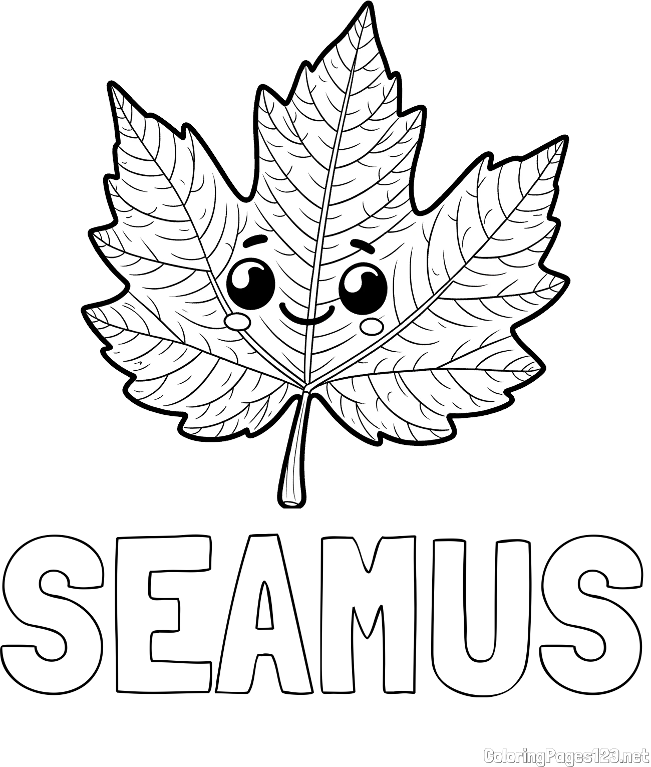 SEAMUS Coloring Page and Smiling Leaf Coloring Page for Kids