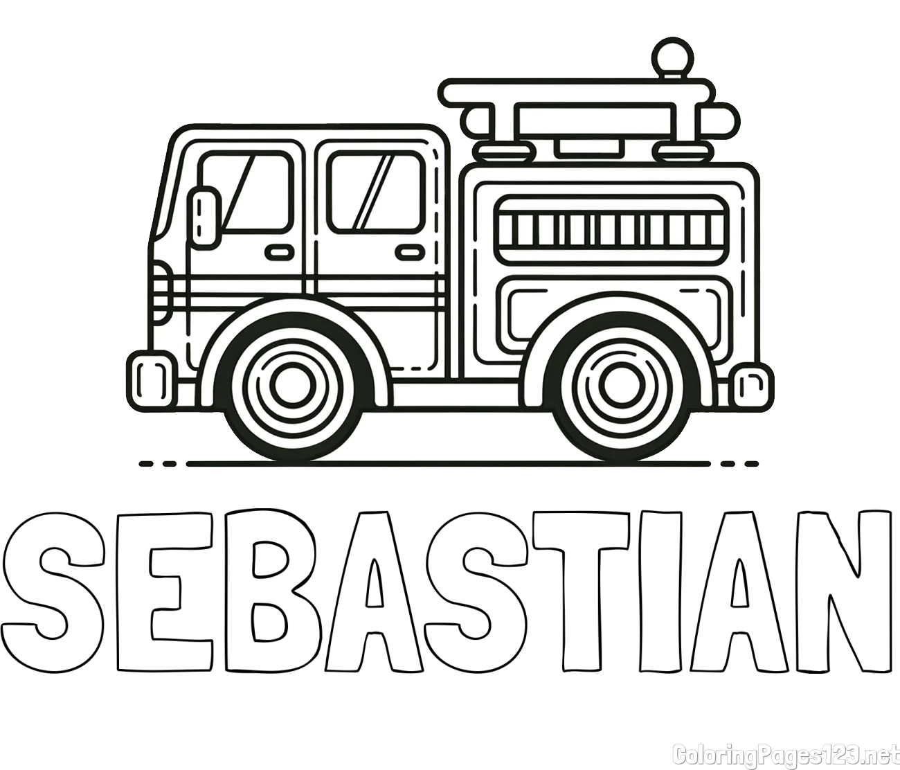 SEBASTIAN Coloring Page alongside Easy Kids Coloring Page of a Fire Truck