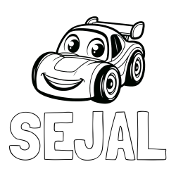 Online Created Coloring Page - SEJAL Coloring Page and Children's Printable Coloring Page of a Racing Car