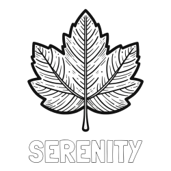 Online Created Coloring Page - SERENITY Coloring Page and Autumn Leaf Coloring Page