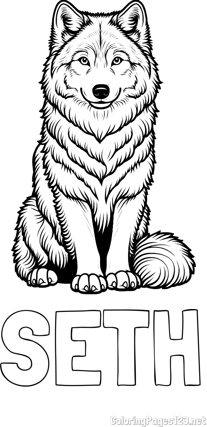 SETH Coloring Page and Beautiful Wolf Coloring Page