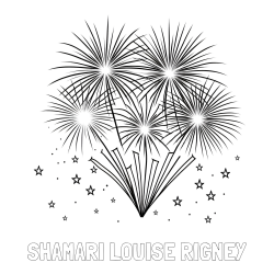 Online Created Coloring Page - SHAMARI LOUISE RIGNEY Coloring Page and Big Fireworks with Stars Coloring Page