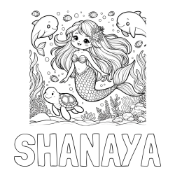 SHANAYA Coloring Page and Coloring Page of a Cute Mermaid with Friends