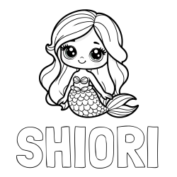Online Created Coloring Page - SHIORI Coloring Page and Coloring Page of a Very Cute Little Mermaid