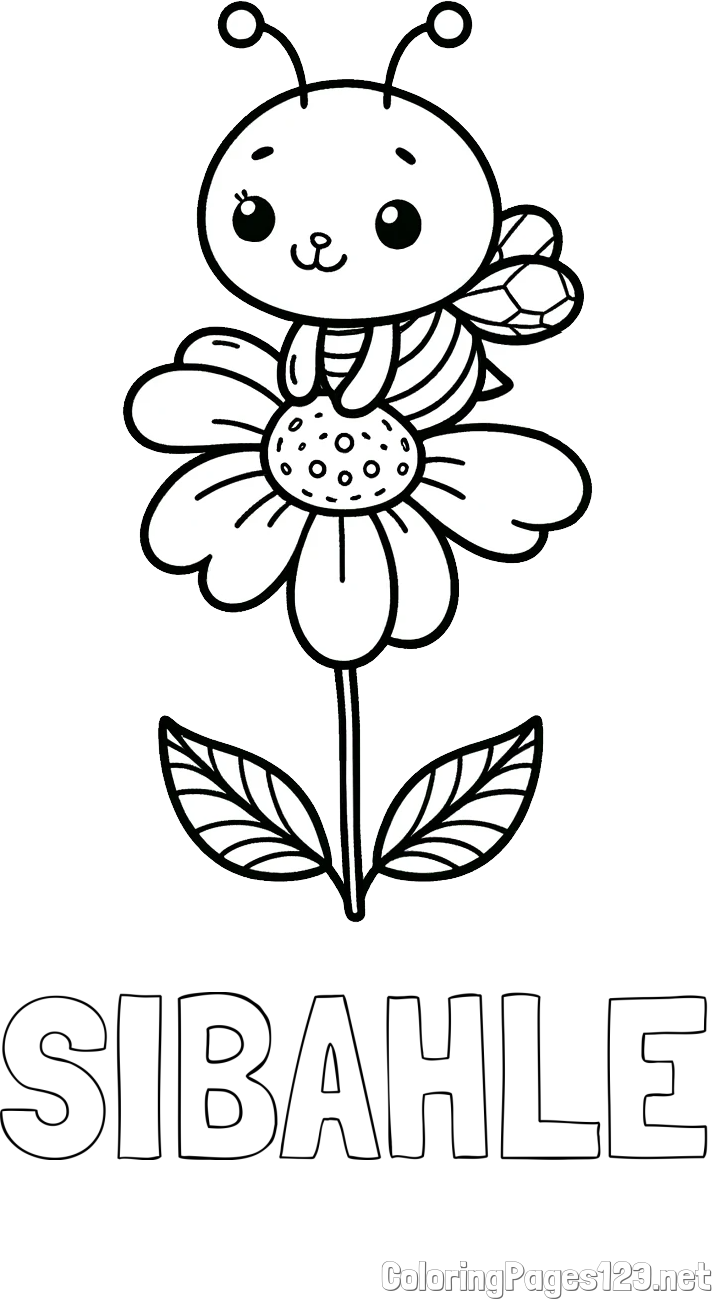SIBAHLE Coloring Page and Coloring Page of a Cute Bee on a Flower
