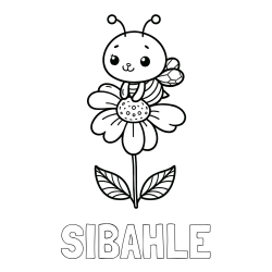 Online Created Coloring Page - SIBAHLE Coloring Page and Coloring Page of a Cute Bee on a Flower