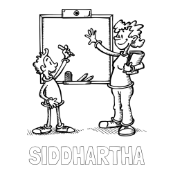Online Created Coloring Page - SIDDHARTHA Coloring Page and School Coloring Page of a Teacher and a Student
