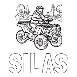 Online Created Coloring Page - SILAS Coloring Page and Motorist on ATV Coloring Page
