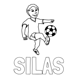 Online Created Coloring Page - SILAS Coloring Page and Soccer Player Playing with Ball Coloring Page
