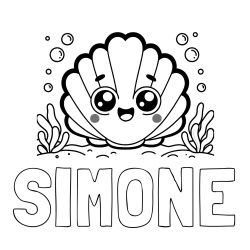 Online Created Coloring Page - SIMONE Coloring Page and Smiling Seashell Coloring Page for Kids