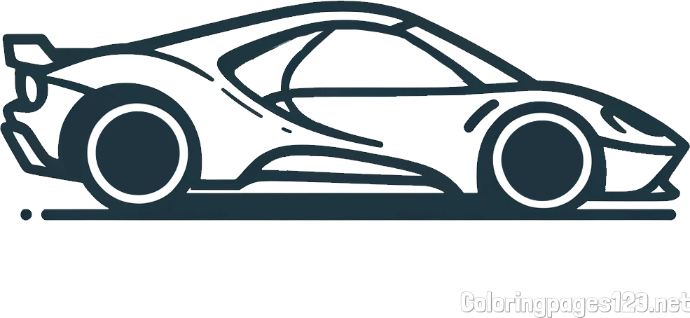 Simple Coloring Page of a Racing Car