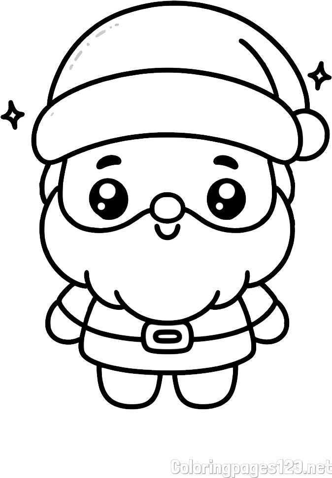 Simple Coloring Page of Santa Claus for Kids
