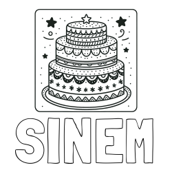 Online Created Coloring Page - SINEM Coloring Page and Big Cake Coloring Page