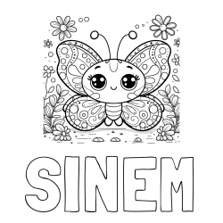Online Created Coloring Page - SINEM Coloring Page and Cute Butterfly Coloring Page