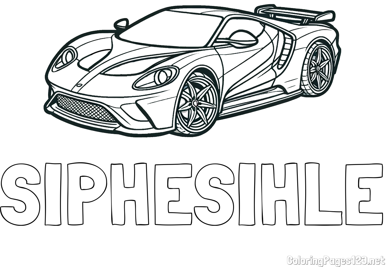 SIPHESIHLE Coloring Page and Coloring Page of a Fast Sport's Car