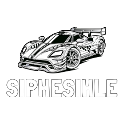 SIPHESIHLE Coloring Page and Coloring Page of a Futuristic Racing Car