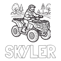 Online Created Coloring Page - SKYLER Coloring Page and Motorist on ATV Coloring Page