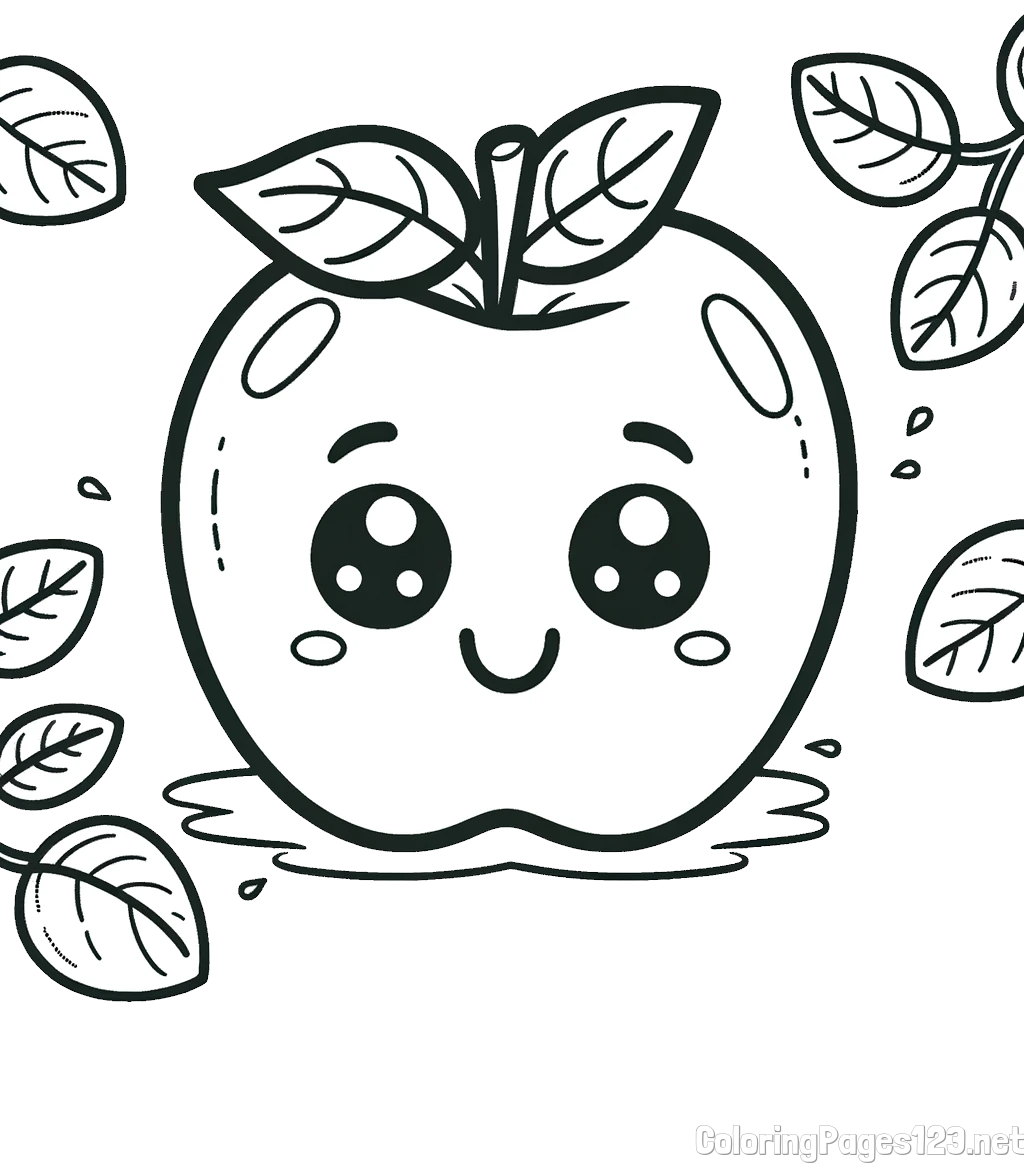 Smiling Apple Coloring Page
