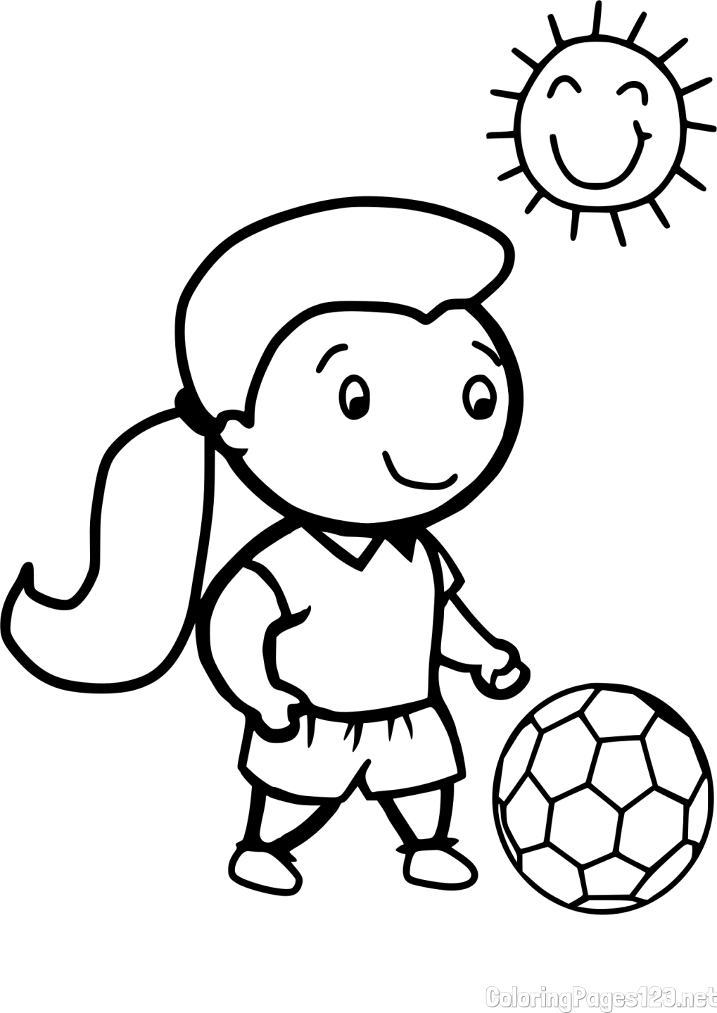 Smiling Soccer Player Coloring Page
