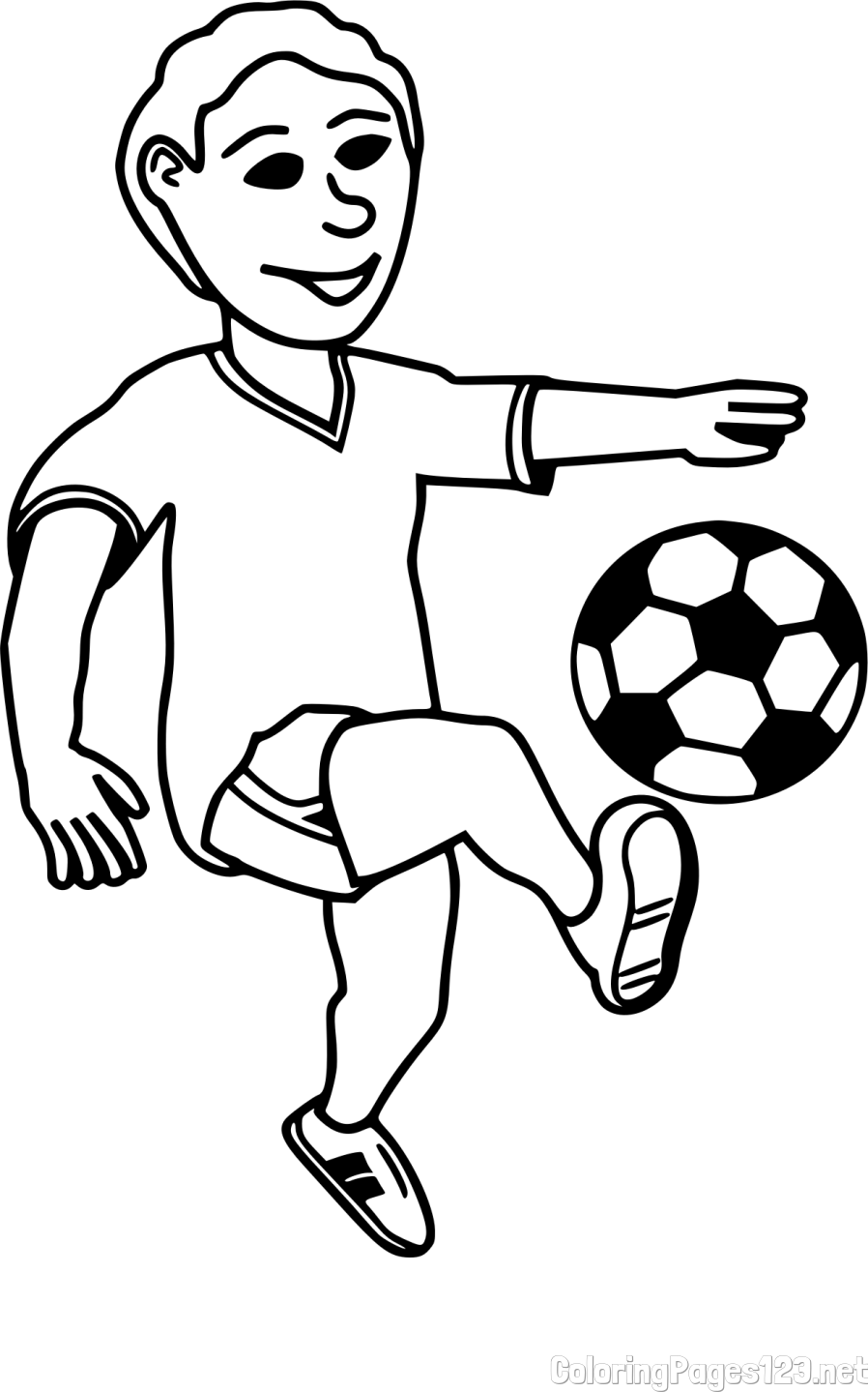 Soccer Player Playing with Ball Coloring Page