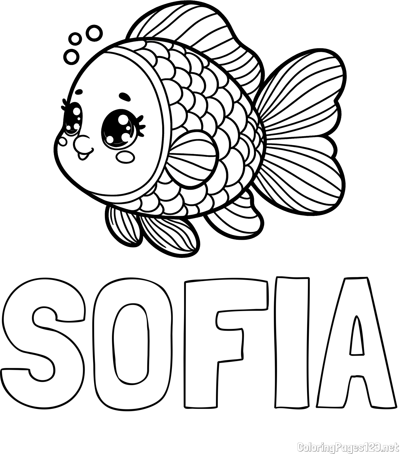 SOFIA Coloring Page and Coloring Page of a Cute Fish