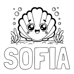 SOFIA Coloring Page and Smiling Seashell Coloring Page for Kids