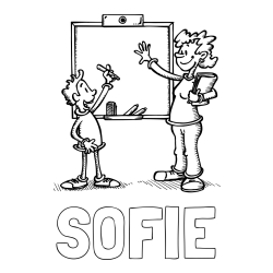 Online Created Coloring Page - SOFIE Coloring Page and School Coloring Page of a Teacher and a Student